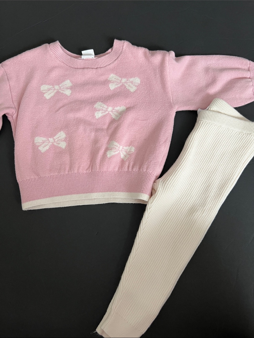 GAP Pink Sweater and Cream Ribbed Leggings Kids Matching Set